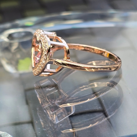 Pink Tanzanite ✦ Heart‑Shaped Moissanite Ring ✦ Sterling Silver 14K Rose Gold 7 - Picture 6 of 12